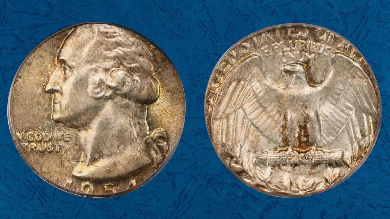 1954 quarter wrong planchet error showing incomplete design struck on a smaller dime-sized blank