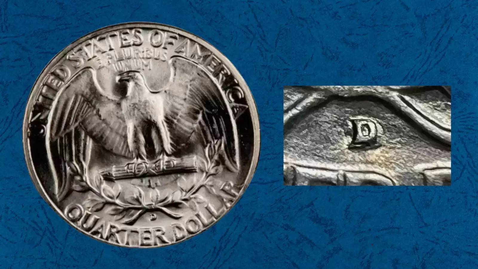 1954-D quarter repunched mint mark showing secondary D impression displaced from the primary D, CONECA RPM-001 variety